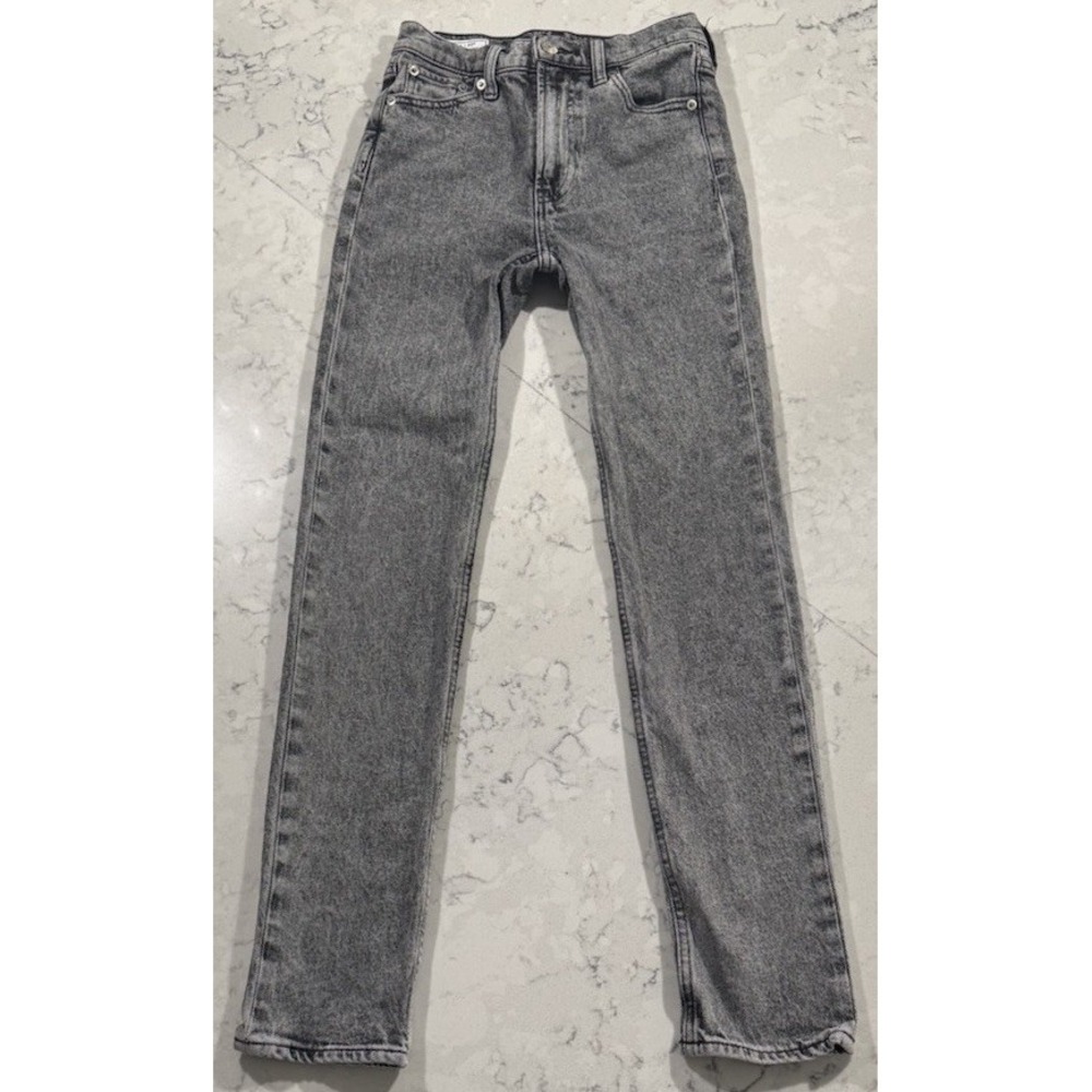 GAP 90s Straight High Rise Jeans Womens 00 Gray Acid‎ Wash Stretch Denim